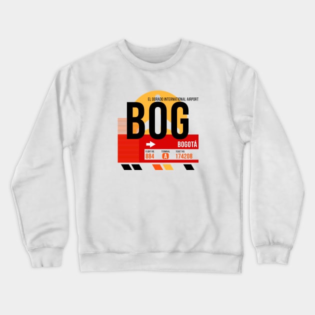Bogota (BOG) Airport // Sunset Baggage Tag Crewneck Sweatshirt by Now Boarding